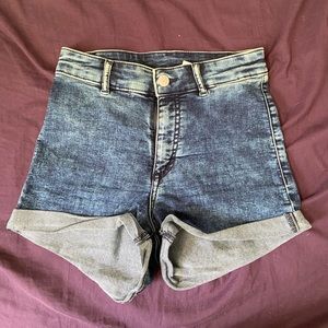 dark wash high wasted h&m short size 6